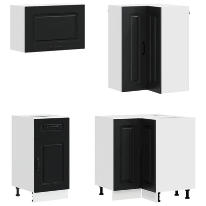 vidaXL Kitchen Unit KALMAR 8 pcs Black Engineered Wood