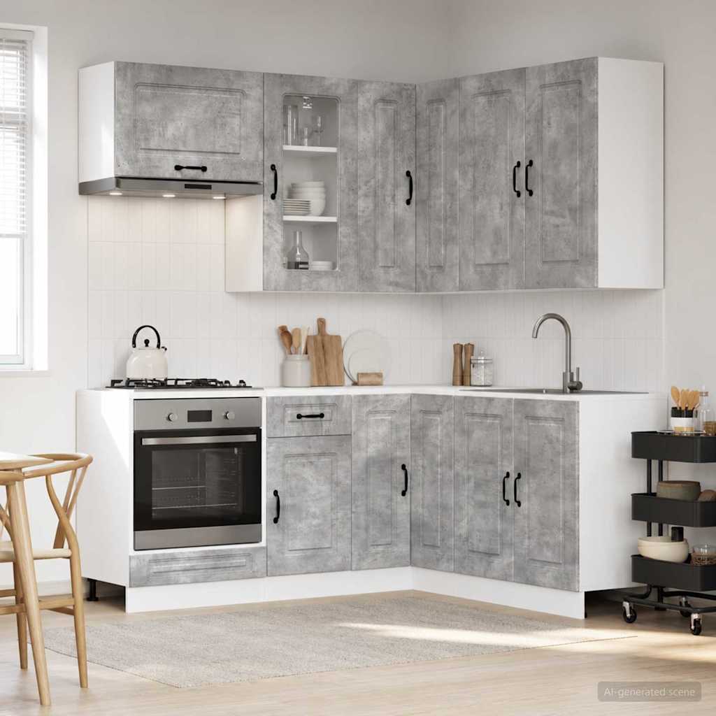 vidaXL Kitchen Unit KALMAR 8 pcs Concrete Grey Engineered Wood