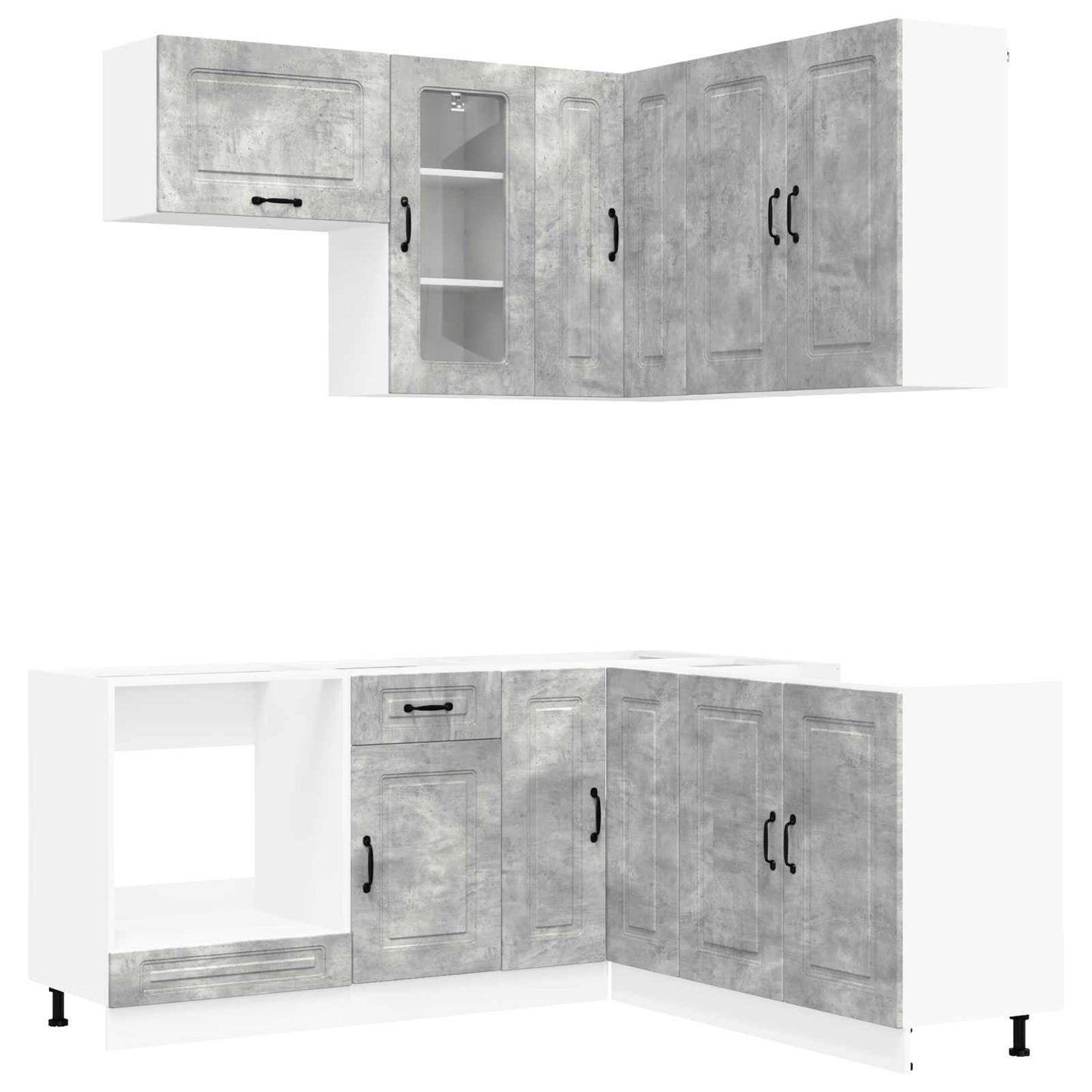 vidaXL Kitchen Unit KALMAR 8 pcs Concrete Grey Engineered Wood