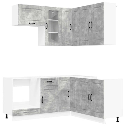 vidaXL Kitchen Unit KALMAR 8 pcs Concrete Grey Engineered Wood