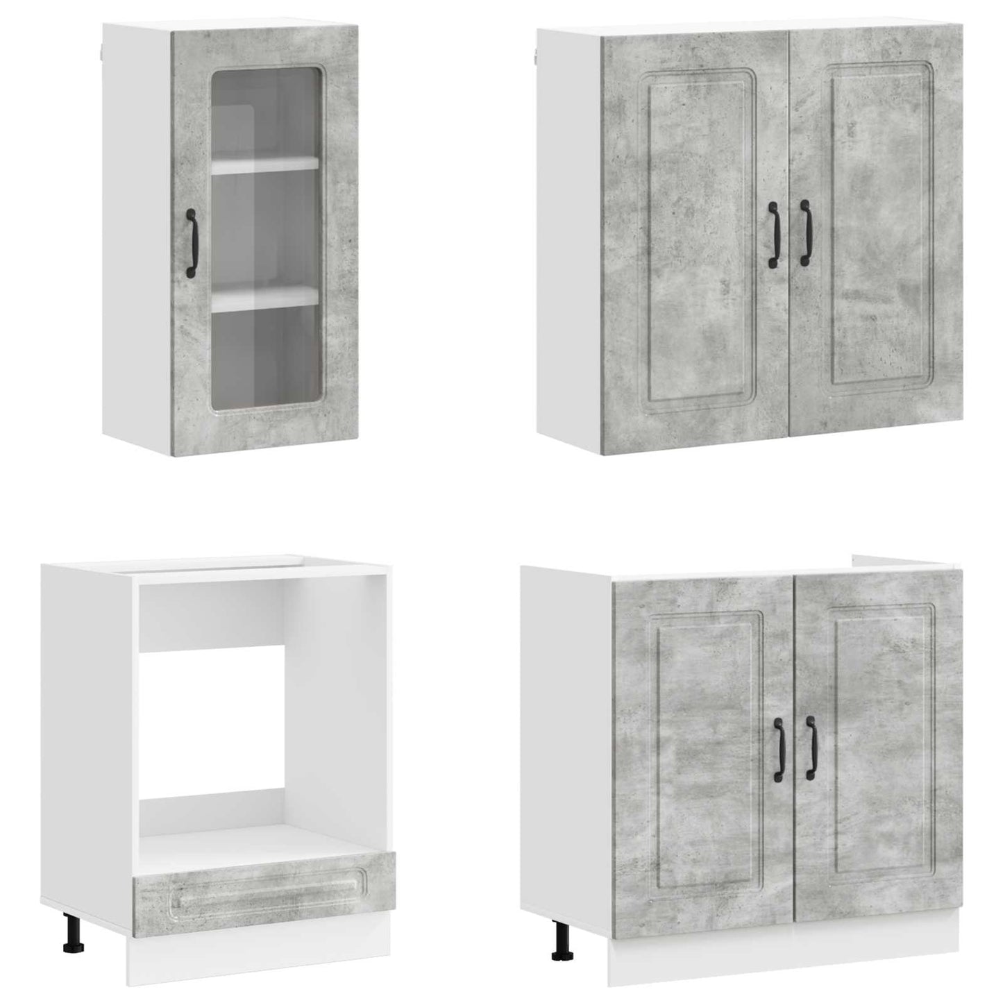 vidaXL Kitchen Unit KALMAR 8 pcs Concrete Grey Engineered Wood