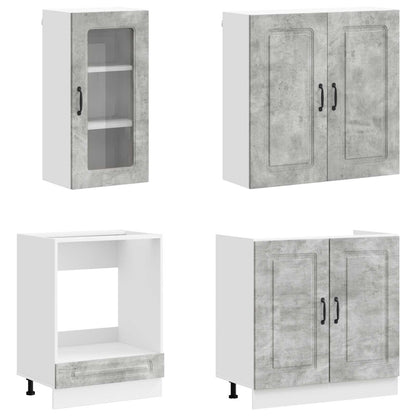 vidaXL Kitchen Unit KALMAR 8 pcs Concrete Grey Engineered Wood