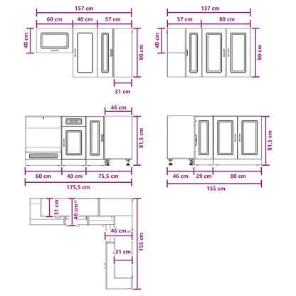 vidaXL Kitchen Unit KALMAR 8 pcs Concrete Grey Engineered Wood