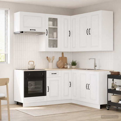 vidaXL Kitchen Unit KALMAR 8 pcs High Gloss White Engineered Wood