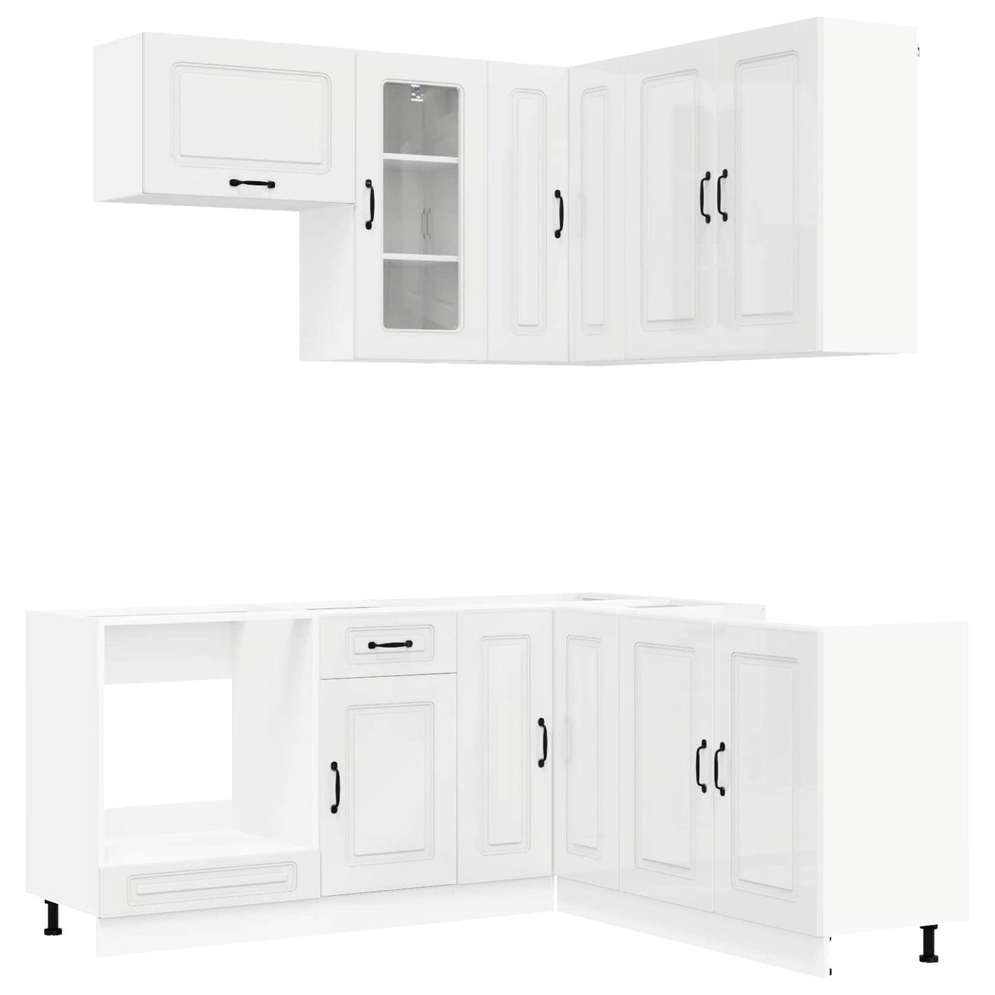 vidaXL Kitchen Unit KALMAR 8 pcs High Gloss White Engineered Wood