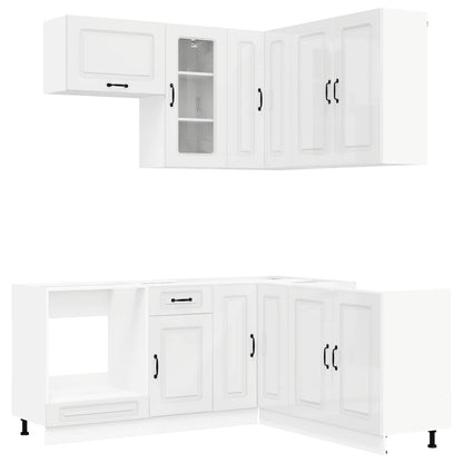 vidaXL Kitchen Unit KALMAR 8 pcs High Gloss White Engineered Wood