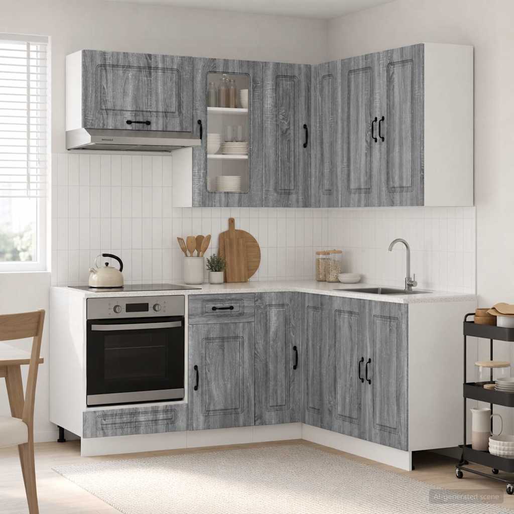 vidaXL Kitchen Unit KALMAR 8 pcs Grey Sonoma Engineered Wood