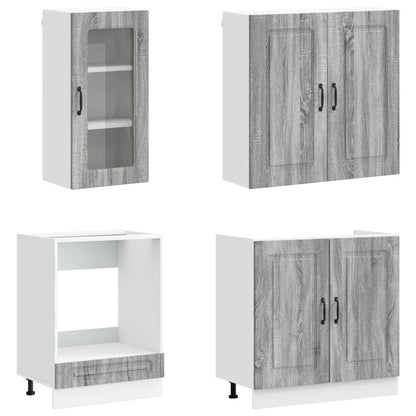 vidaXL Kitchen Unit KALMAR 8 pcs Grey Sonoma Engineered Wood
