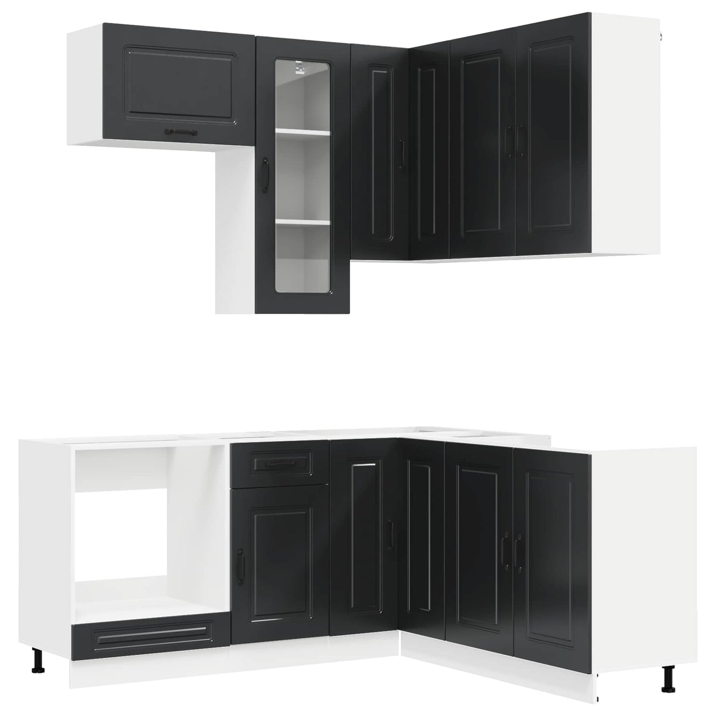 vidaXL Kitchen Unit KALMAR 8 pcs Black Engineered Wood