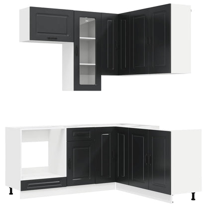 vidaXL Kitchen Unit KALMAR 8 pcs Black Engineered Wood