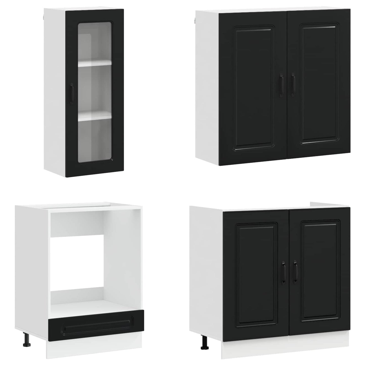 vidaXL Kitchen Unit KALMAR 8 pcs Black Engineered Wood