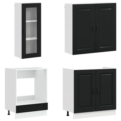 vidaXL Kitchen Unit KALMAR 8 pcs Black Engineered Wood