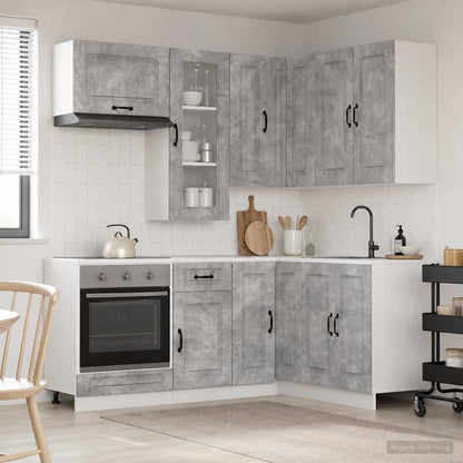 vidaXL Kitchen Unit KALMAR 8 pcs Concrete Grey Engineered Wood