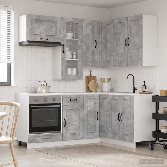 vidaXL Kitchen Unit KALMAR 8 pcs Concrete Grey Engineered Wood