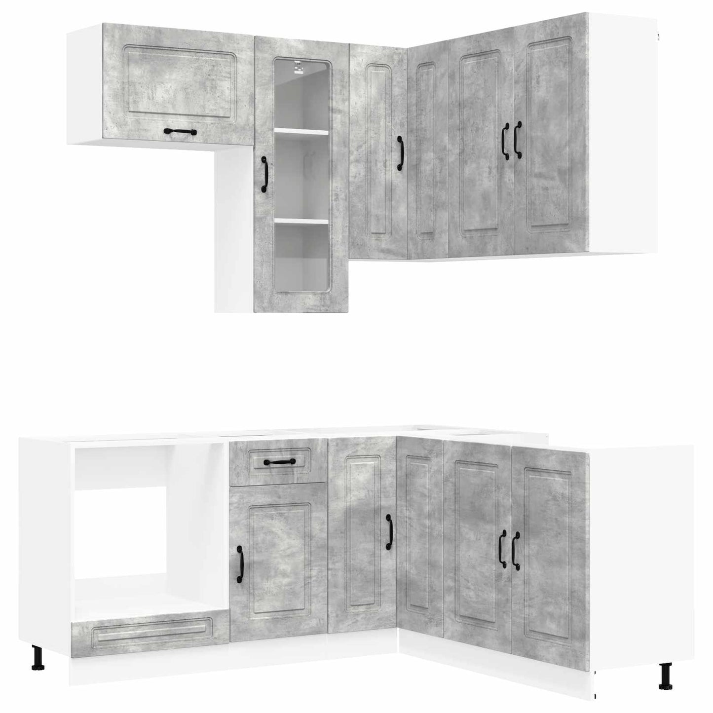 vidaXL Kitchen Unit KALMAR 8 pcs Concrete Grey Engineered Wood