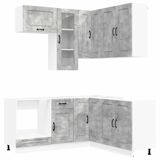 vidaXL Kitchen Unit KALMAR 8 pcs Concrete Grey Engineered Wood