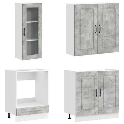 vidaXL Kitchen Unit KALMAR 8 pcs Concrete Grey Engineered Wood