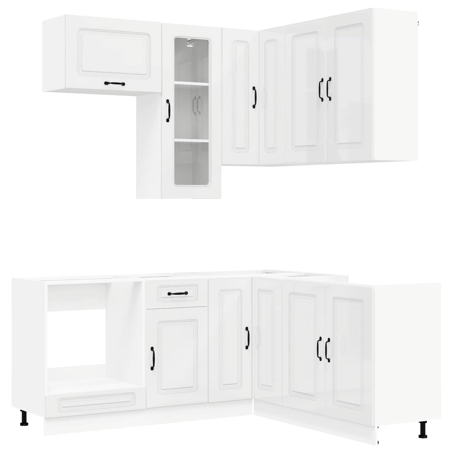 vidaXL Kitchen Unit KALMAR 8 pcs High Gloss White Engineered Wood