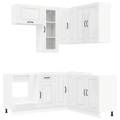 vidaXL Kitchen Unit KALMAR 8 pcs High Gloss White Engineered Wood