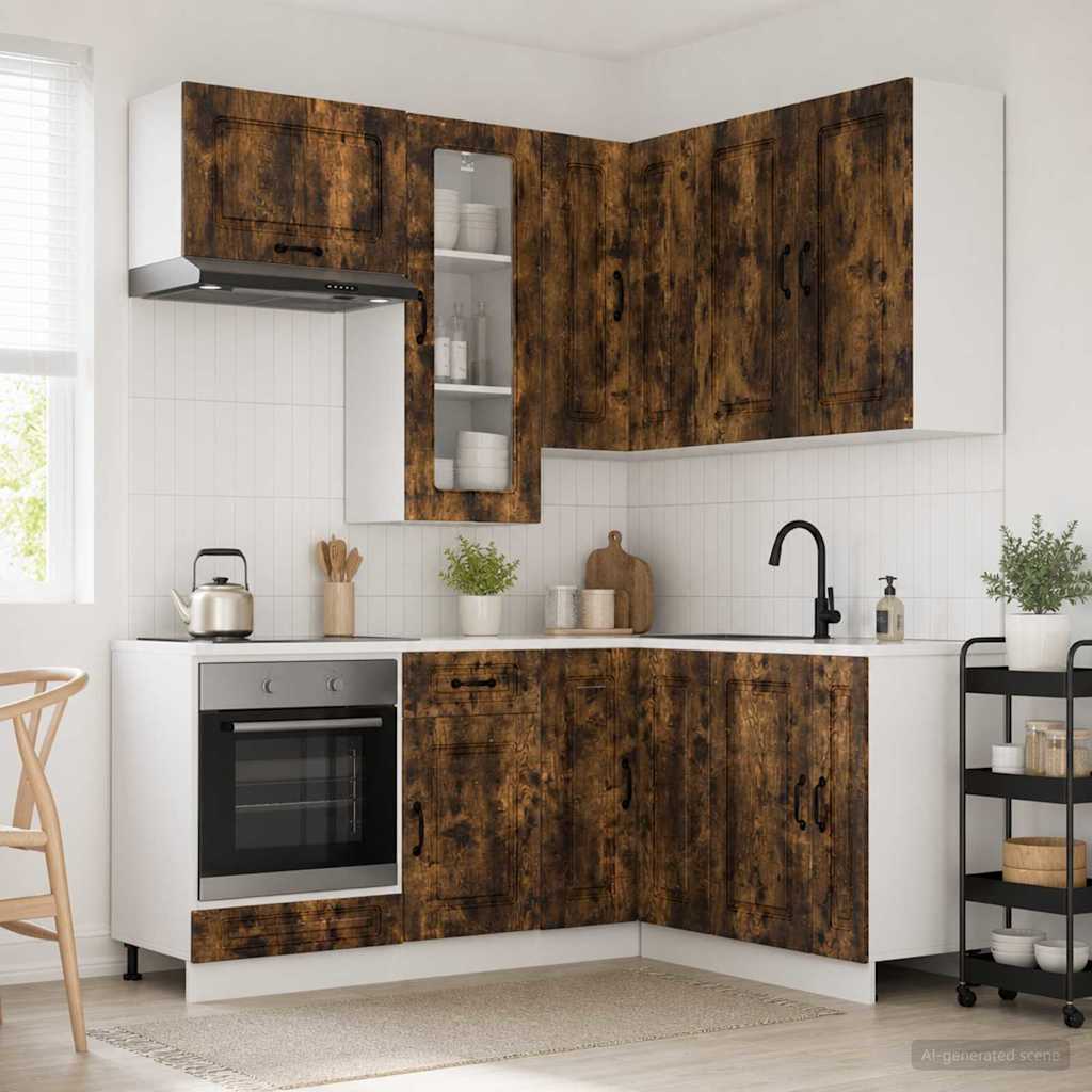 vidaXL Kitchen Unit KALMAR 8 pcs Smoked Oak Engineered Wood