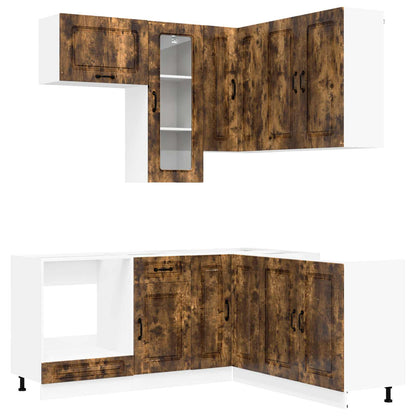 vidaXL Kitchen Unit KALMAR 8 pcs Smoked Oak Engineered Wood