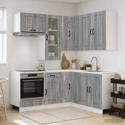 vidaXL Kitchen Unit KALMAR 8 pcs Grey Sonoma Engineered Wood