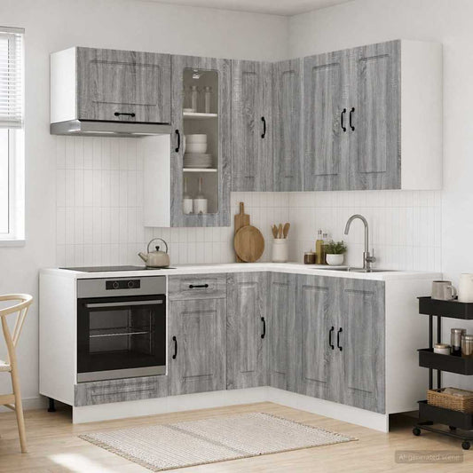 vidaXL Kitchen Unit KALMAR 8 pcs Grey Sonoma Engineered Wood