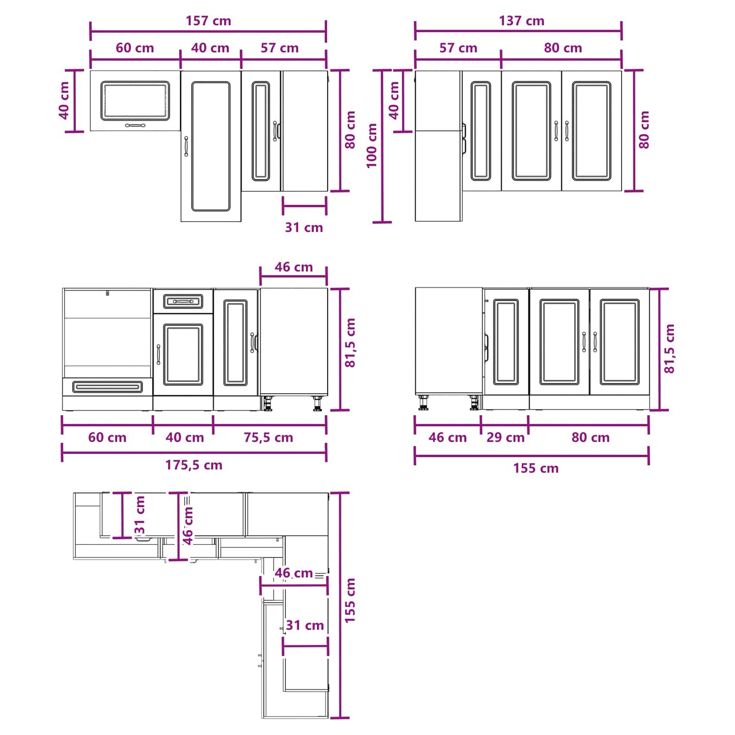 vidaXL Kitchen Unit KALMAR 8 pcs Grey Sonoma Engineered Wood