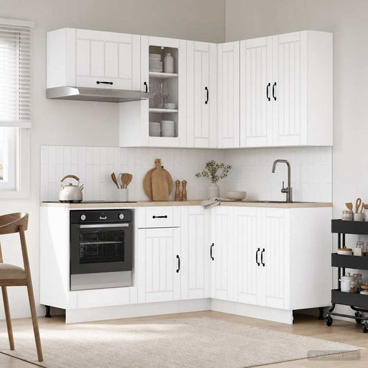 vidaXL Kitchen Unit LUCCA 8 pcs White Engineered Wood