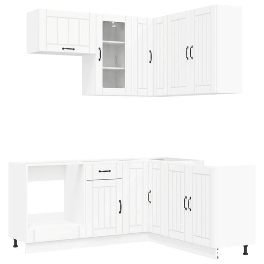 vidaXL Kitchen Unit LUCCA 8 pcs White Engineered Wood