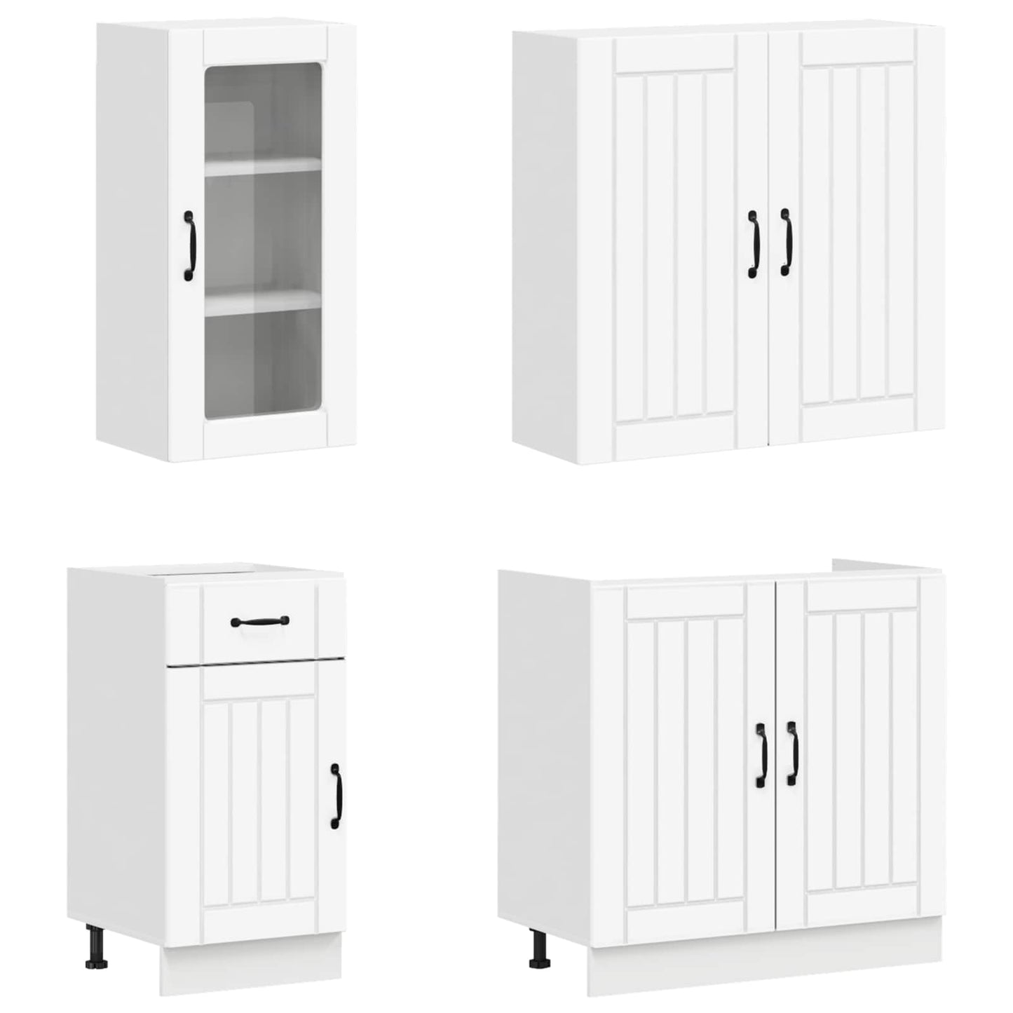 vidaXL Kitchen Unit LUCCA 8 pcs White Engineered Wood