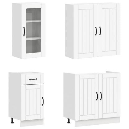vidaXL Kitchen Unit LUCCA 8 pcs White Engineered Wood
