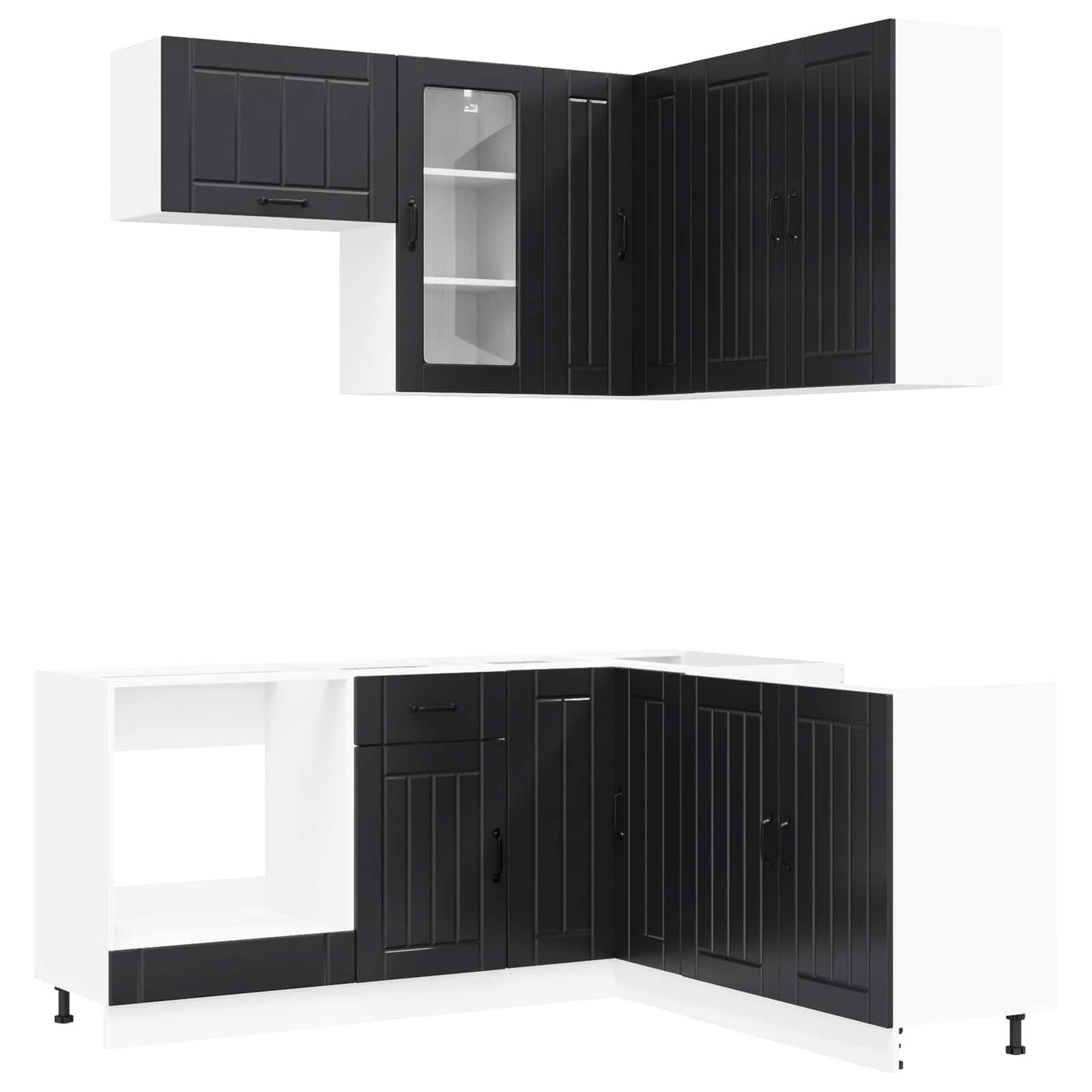 vidaXL Kitchen Unit LUCCA 8 pcs Black Engineered Wood