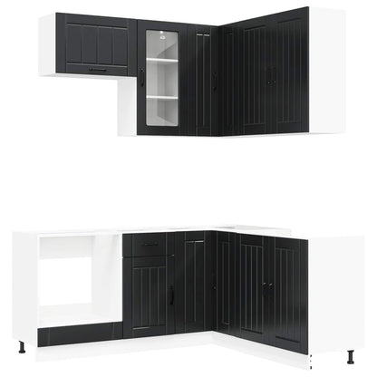 vidaXL Kitchen Unit LUCCA 8 pcs Black Engineered Wood