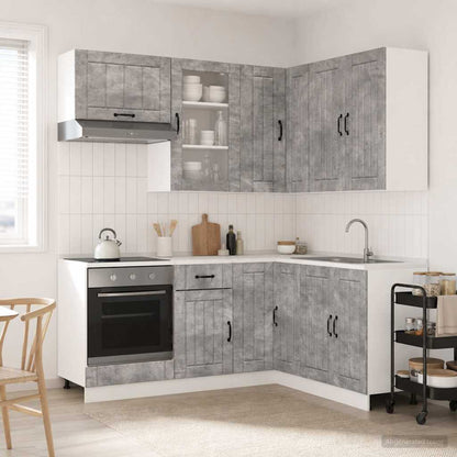 vidaXL Kitchen Unit LUCCA 8 pcs Concrete Grey Engineered Wood