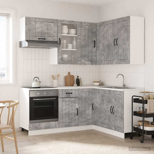 vidaXL Kitchen Unit LUCCA 8 pcs Concrete Grey Engineered Wood