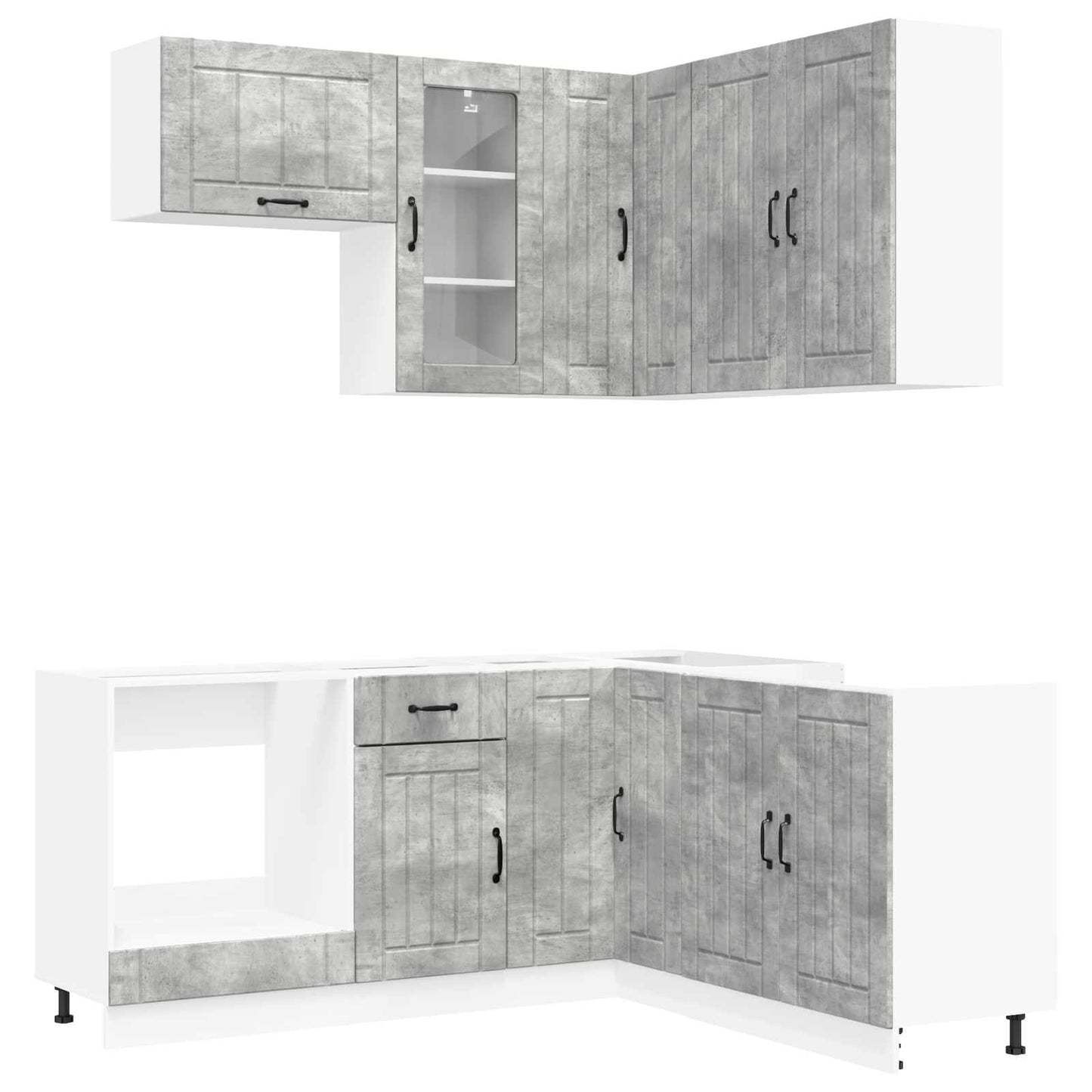 vidaXL Kitchen Unit LUCCA 8 pcs Concrete Grey Engineered Wood