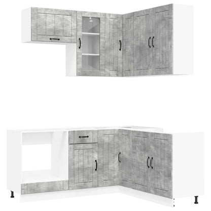vidaXL Kitchen Unit LUCCA 8 pcs Concrete Grey Engineered Wood