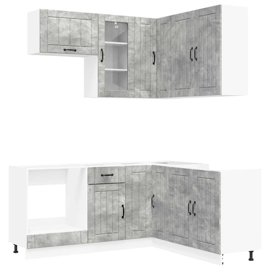vidaXL Kitchen Unit LUCCA 8 pcs Concrete Grey Engineered Wood