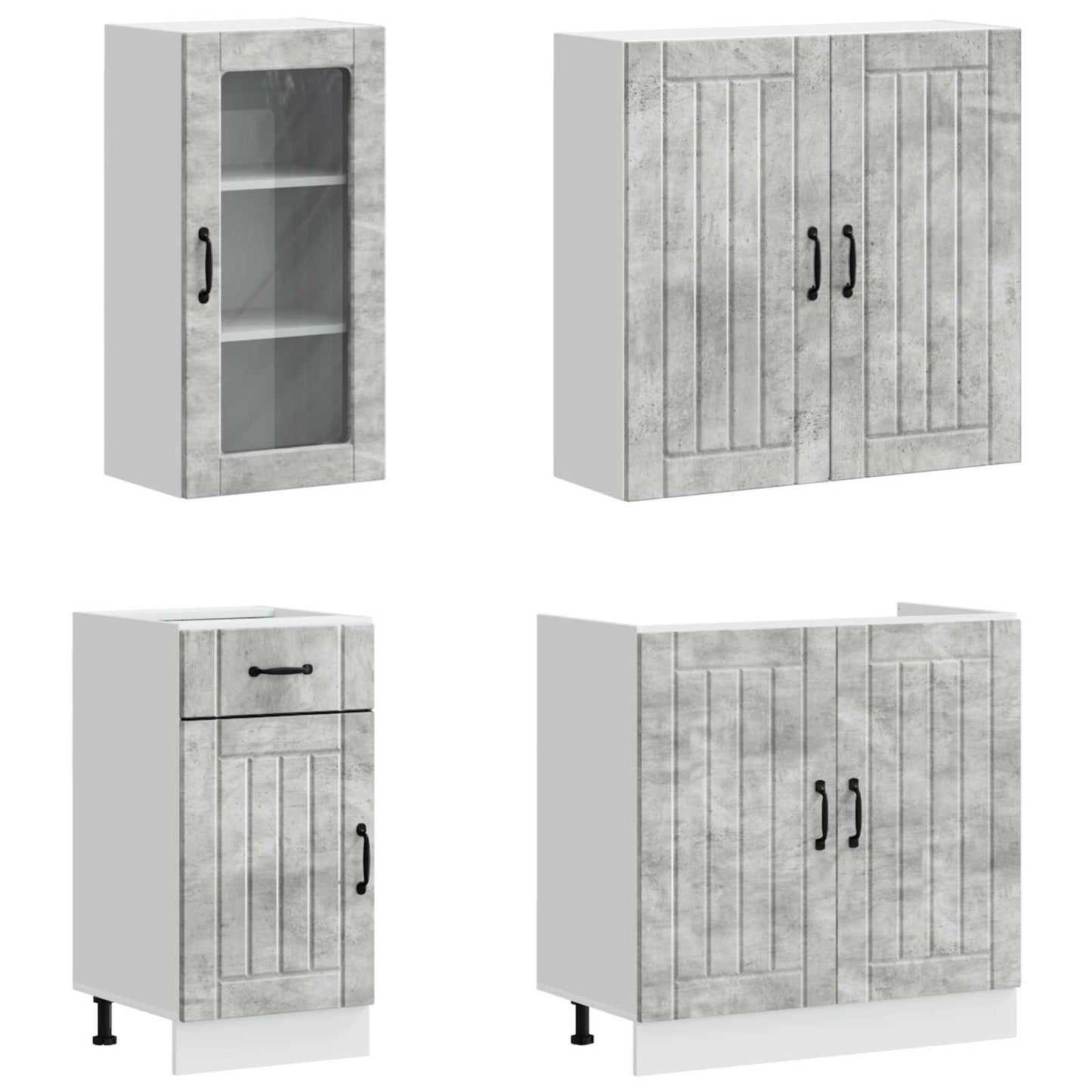 vidaXL Kitchen Unit LUCCA 8 pcs Concrete Grey Engineered Wood
