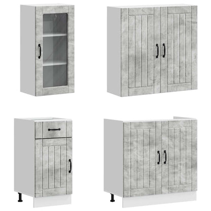 vidaXL Kitchen Unit LUCCA 8 pcs Concrete Grey Engineered Wood