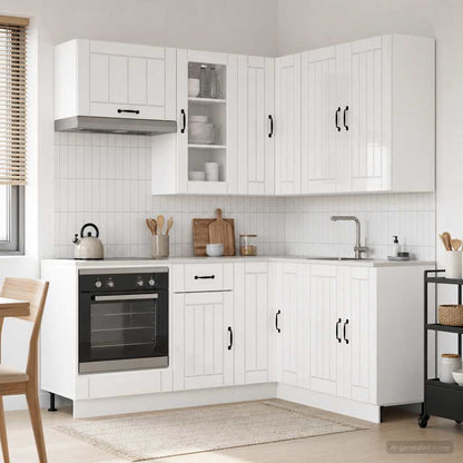 vidaXL Kitchen Unit LUCCA 8 pcs High Gloss White Engineered Wood