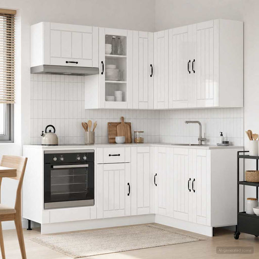 vidaXL Kitchen Unit LUCCA 8 pcs High Gloss White Engineered Wood