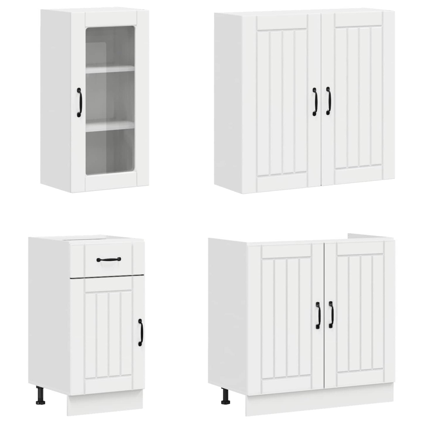 vidaXL Kitchen Unit LUCCA 8 pcs High Gloss White Engineered Wood