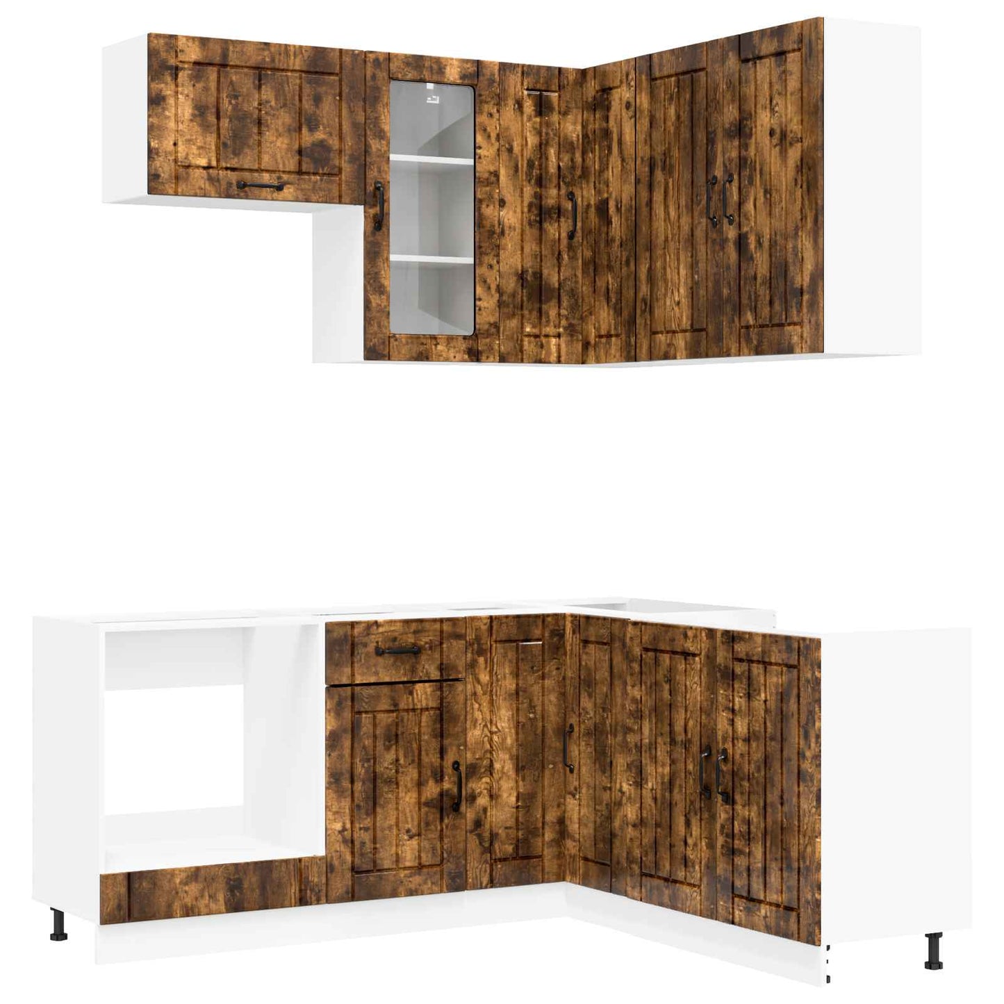 vidaXL Kitchen Unit LUCCA 8 pcs Smoked Oak Engineered Wood