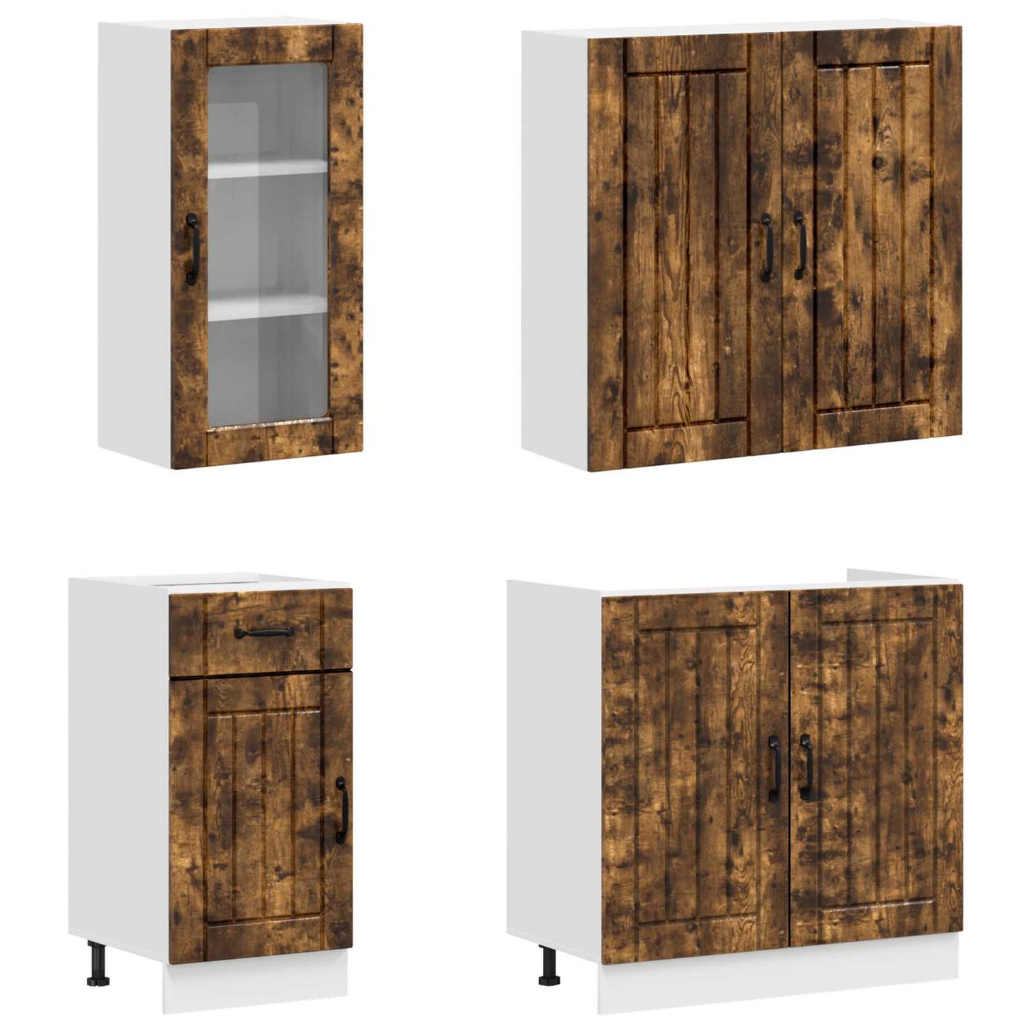 vidaXL Kitchen Unit LUCCA 8 pcs Smoked Oak Engineered Wood