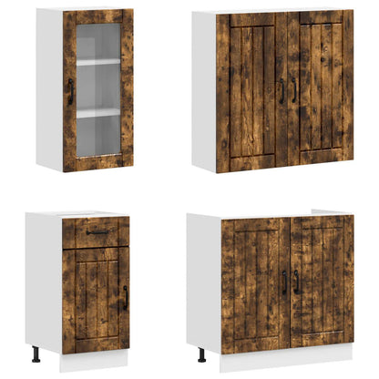 vidaXL Kitchen Unit LUCCA 8 pcs Smoked Oak Engineered Wood