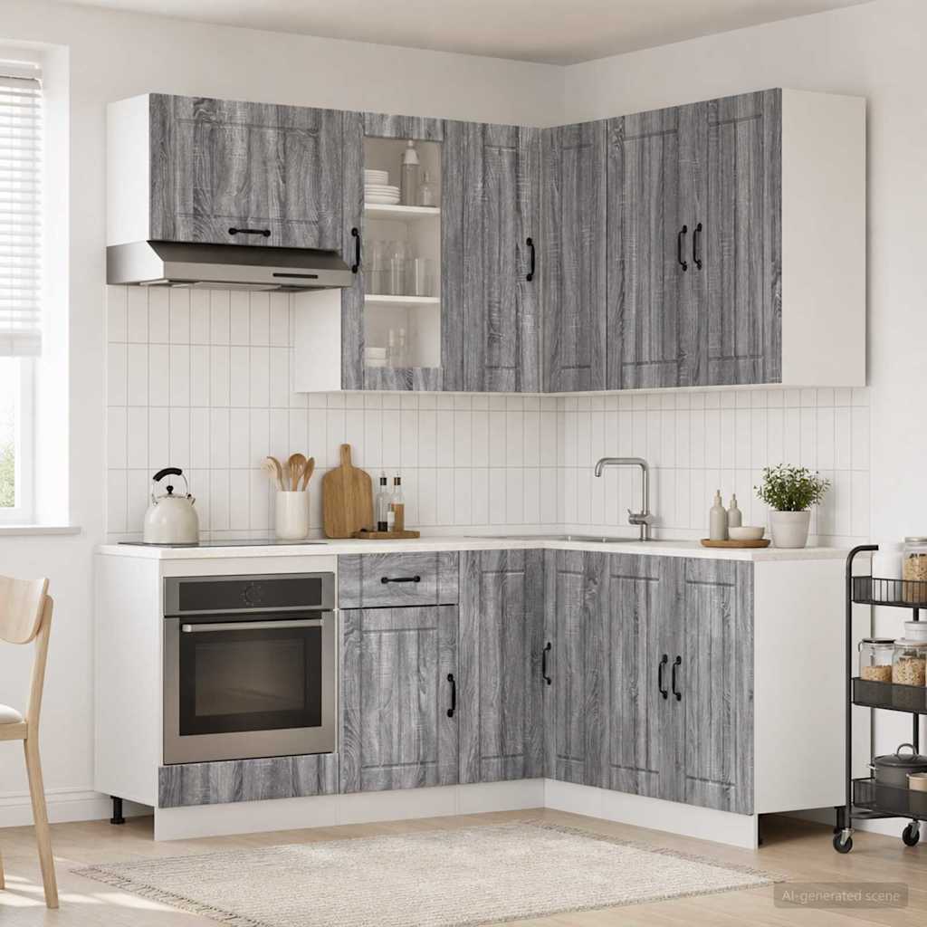 vidaXL Kitchen Unit LUCCA 8 pcs Grey Sonoma Engineered Wood