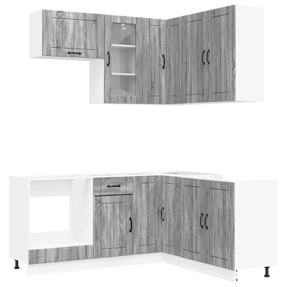 vidaXL Kitchen Unit LUCCA 8 pcs Grey Sonoma Engineered Wood