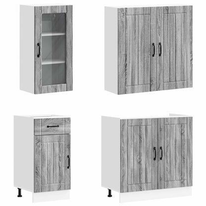 vidaXL Kitchen Unit LUCCA 8 pcs Grey Sonoma Engineered Wood